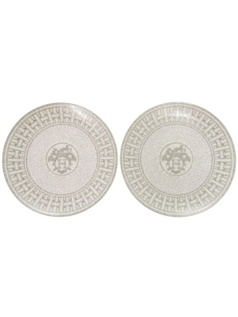 Hermes Dessert Plate Mosaic 24 Porcelain Ceramic Gray Tableware